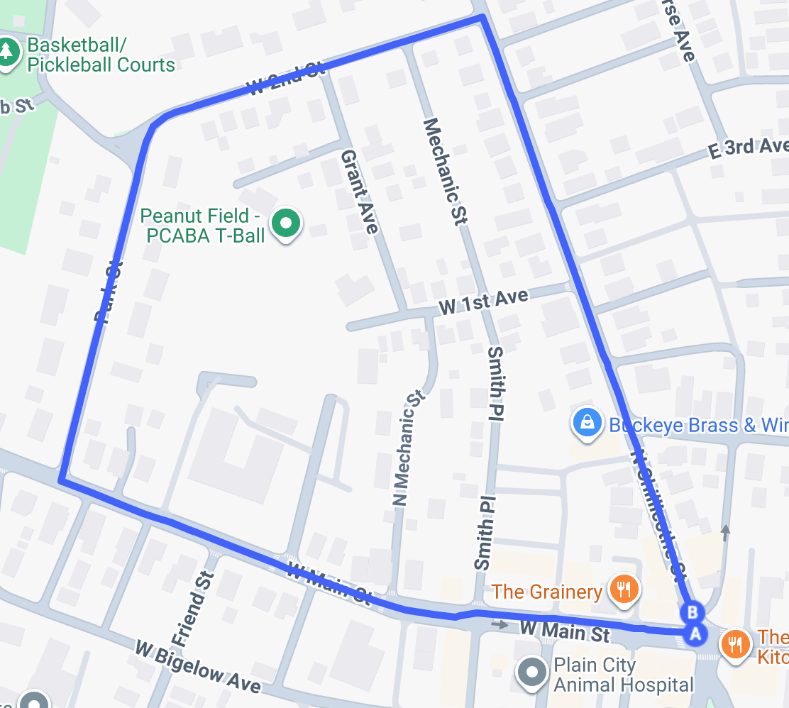 Plain City Race Route map
